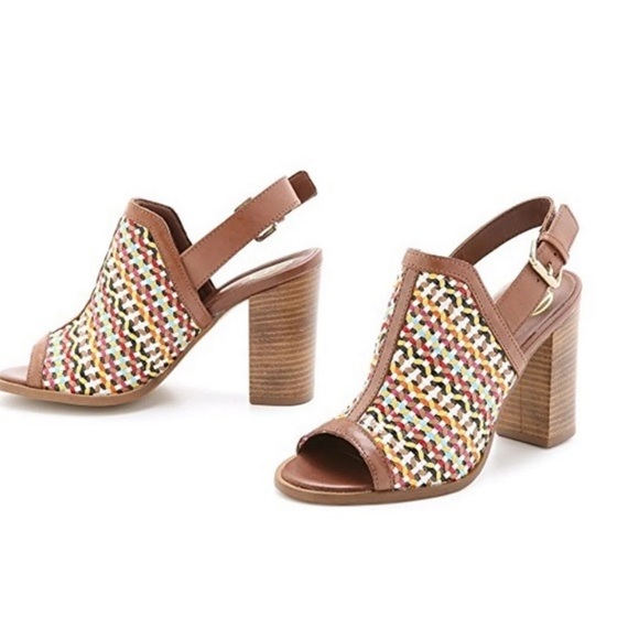 Multicolor leather woven chunky heel sandal - Picture 2 of 6
